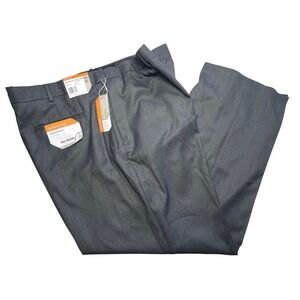 Savane Sharkskin Charcoal Straight Fit No Iron Big Tall Mens Dress Pants 48W 30L